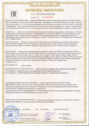 Сертификат соответствия Таможенного союза